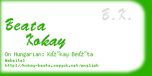 beata kokay business card